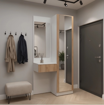 Набор мебели для прихожей "Марсель-104" МР 01-104 В2160 Ш1000 Г420 (ЛДСП Дуб крафт золотой)